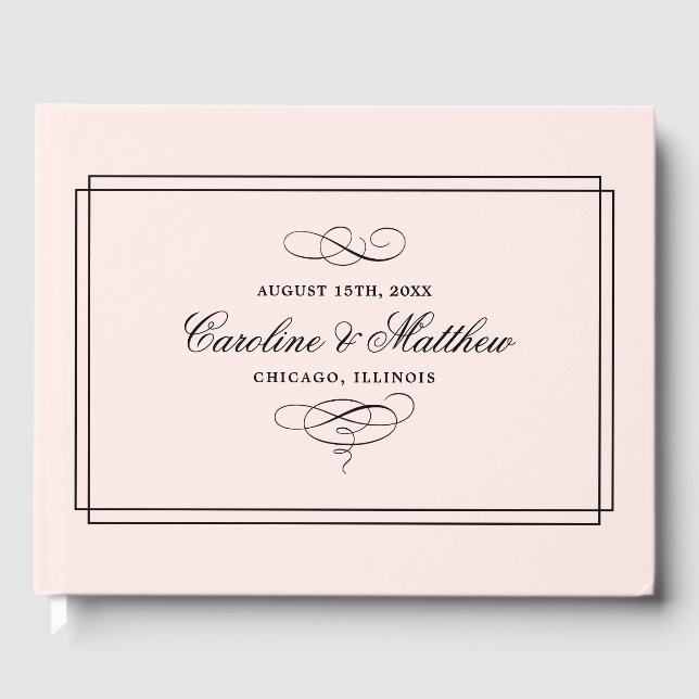 Blush Pink Elegant Wedding Guest Books (Front)