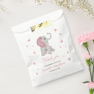 Blush Pink Elephant Watercolor Baby Shower Favour Bag