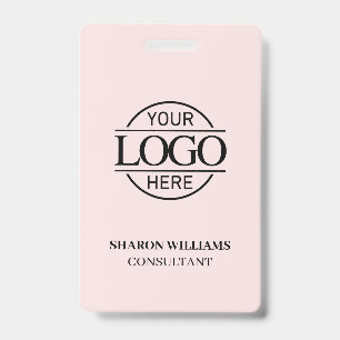 Blush Pink Employee ID with Custom Business Logo Badge