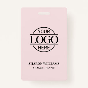 Blush Pink Employee ID with Custom Business Logo Badge