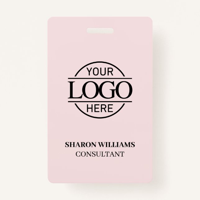 Blush Pink Employee ID with Custom Business Logo Badge (Front)