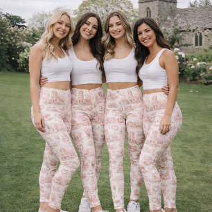 Blush Pink English Village Wedding Watercolor  Leggings
