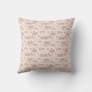 Blush Pink English Village Wedding Watercolor  Throw Pillow