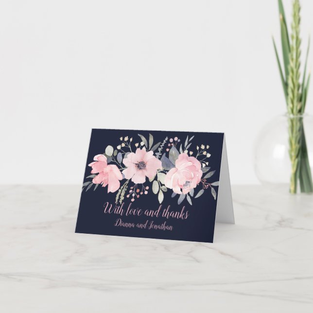 Blush Pink et Navy sur Carte de remerciements de m (Devant)