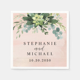 Blush Pink Eucalyptus Greenery  Napkin
