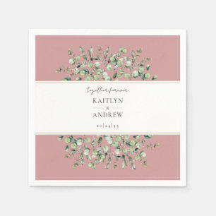 Blush Pink Eucalyptus Together Forever Wedding Napkin
