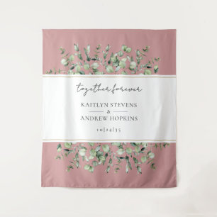 Blush Pink Eucalyptus Wedding Together Forever  Tapestry