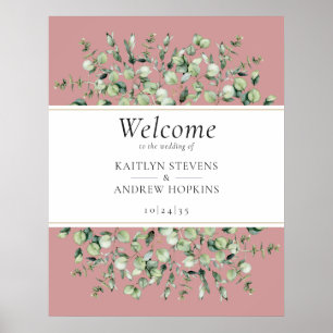Blush Pink Eucalyptus Wedding Welcome  Poster