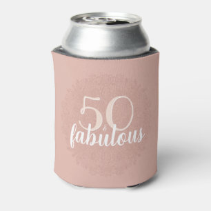 Blush Pink Fabulous Floral Mandala 50th Birthday Can Cooler