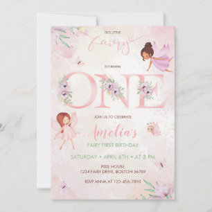Blush Pink Fairy First Birthday Girl Invitation
