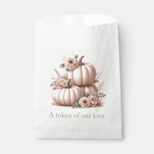 Blush Pink Fall Pumpkin favour bags (Front)