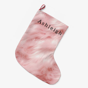 Blush Pink Faux Fur  Large Christmas Stocking
