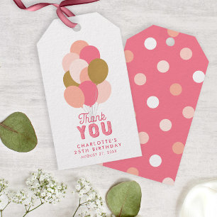 Blush Pink Faux Gold Balloons Thank You Gift Tags