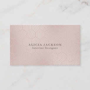 Blush Pink Faux Rose Gold Glam Interior Designer Business Card