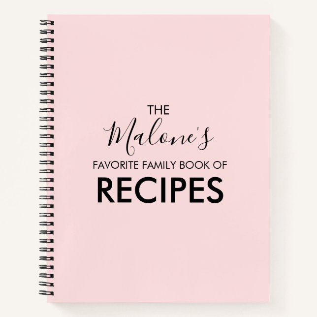 Blush Pink Favourite Family Book of Recipes (Front)
