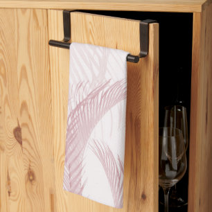Blush Pink Feather Palm Bliss 1 Kitchen Towel