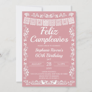 Blush Pink Feliz Cumpleaños 60th Birthday Invitation