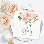 Blush Pink Feminine Floral 80th Birthday Party Napkin<br><div class="desc">Pretty and feminine, this 80th birthday party napkin has a soft colour scheme of blush pink and white. A beautiful bouquet of watercolor roses highlights the top of the design with feminine appeal. The word "birthday" is spelled out with a whimsical calligraphy typeface that is utterly charming. Personalize the text...</div>