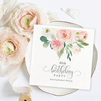 Blush Pink Feminine Floral 80th Birthday Party