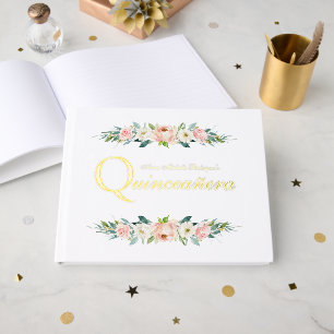 Blush Pink Feminine Floral Quinceañera Guest Book