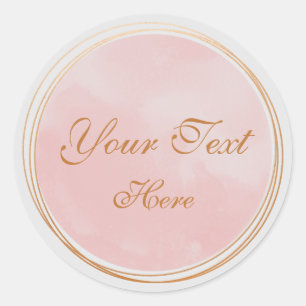 Blush Pink Feminine logo template Classic Round Sticker