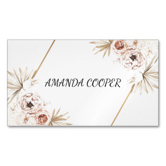 Blush Pink Feminine Watercolor Floral  Business Ca Magnetic Business Card