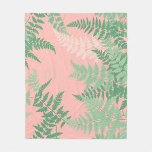 Blush Pink Fern Leaf Botanical Sage Green Modern Fleece Blanket