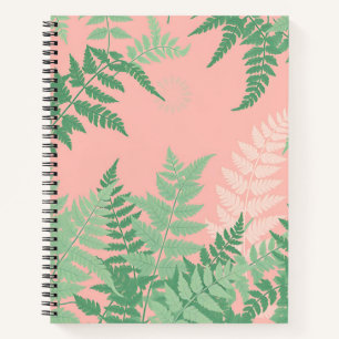 Blush Pink Fern Leaf Botanical Sage Green Modern Notebook