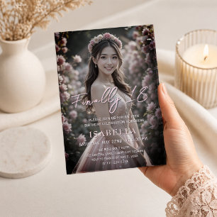 Blush Pink Finally 18 Photo Invitation