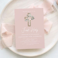 Blush Pink First Holy Communion Floral Rose