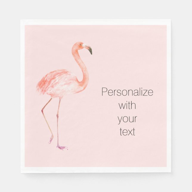 Blush Pink Flamingo Personalized    Napkin (Front)