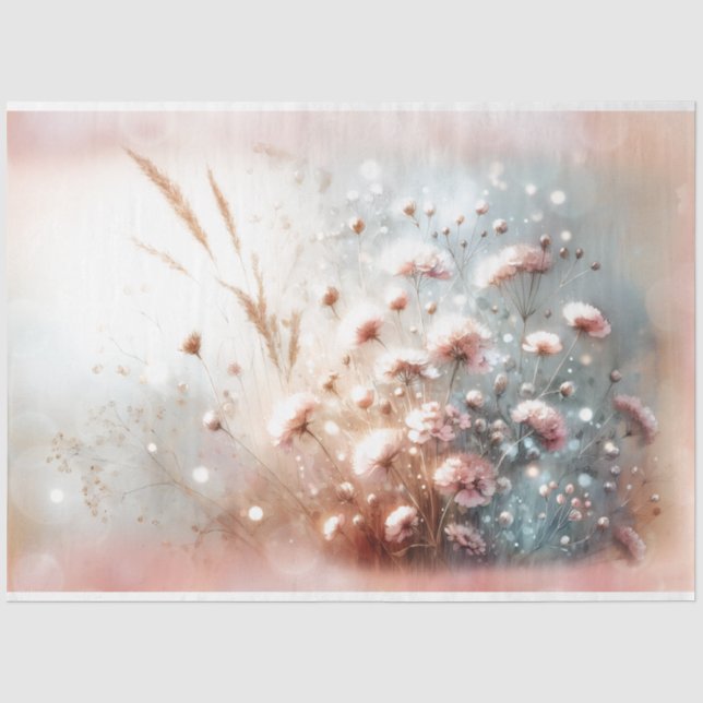 Blush Pink Floral 18lb Tissue Paper (Front)