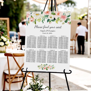 Blush Pink Floral 8 Tables Wedding Seating Chart