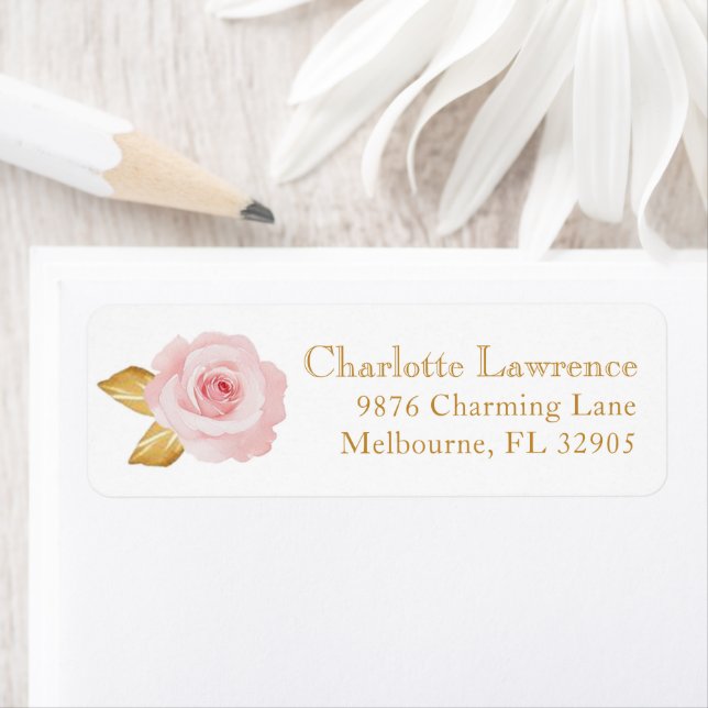 Blush Pink Floral Address Label - Elegant Wedding  (Insitu)