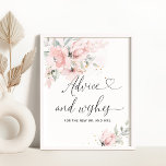 Blush pink floral advice and wishes for Newlyweds Poster<br><div class="desc">Blush pink floral advice and wishes for Newlyweds. 
Matching items available.</div>