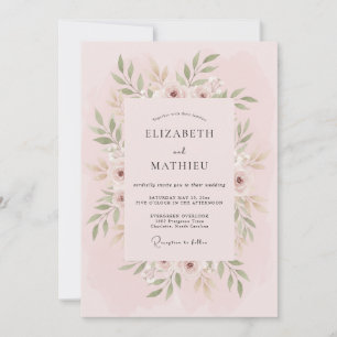 Blush Pink Floral Arch Flourish Wedding Invitation