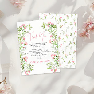 Blush Pink Floral Baby in Bloom Baby Girl Shower Thank You Card