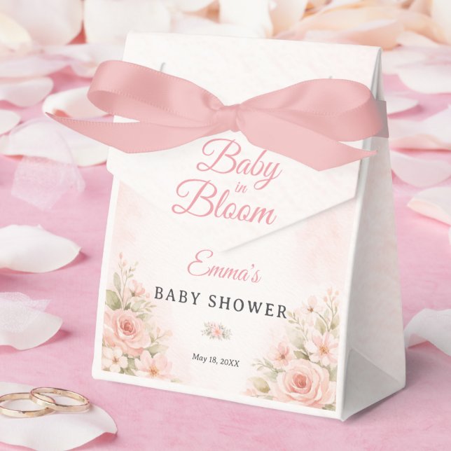 Blush Pink Floral Baby in Bloom  Favor Box (Wedding)