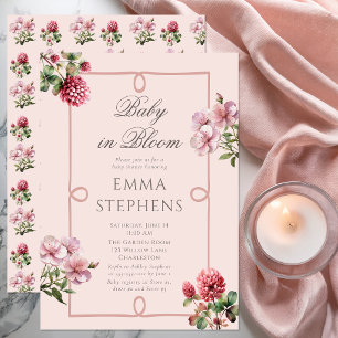 Blush Pink Floral Baby in Bloom Garden Baby Shower Invitation