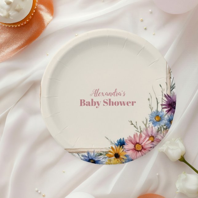 Blush Pink Floral Baby in Bloom Paper Plate (Creator Uploaded)