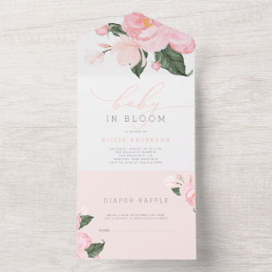 Blush Pink Floral Baby in Bloom Shower All In One Invitation
