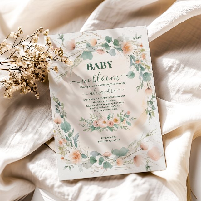 Blush Pink Floral Baby in Bloom Shower Invitation (Creator Uploaded)