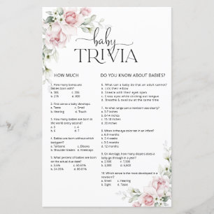 Blush Pink Floral Baby Shower Baby Trivia
