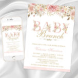 Blush Pink Floral Baby Shower Brunch Invitation<br><div class="desc">Blush pink baby shower brunch invitation with beautiful pink and gold watercolor flowers with a pretty blush watercolor background. This elegant pink and gold baby shower invitation is easily customized for your event by simply adding your details.</div>