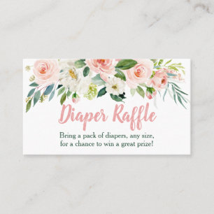 Blush Pink Floral Baby Shower Diaper Raffle Cards