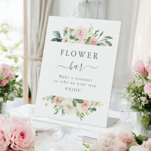 Blush Pink Floral Baby Shower Flower Bar Sign