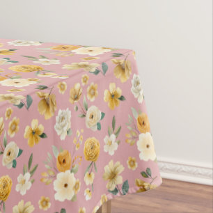 Blush Pink Floral Baby Shower Tablecloth Cottage