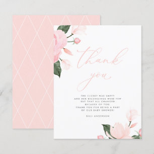 Blush Pink Floral Baby Shower Thank You Card