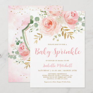 Blush Pink Floral Baby Sprinkle Invitation