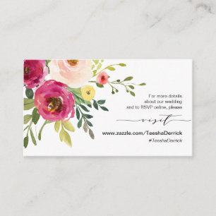 Blush Pink Floral, Black font, Our Wedding Details Enclosure Card